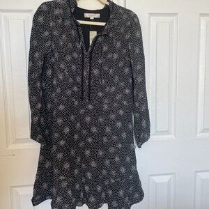 Ann Taylor Loft Womens Tunic Shift Dress Black White Long Sleeve, 14P